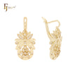 Pineapple flower shape cluster White CZs 14K Gold, Rose Gold Earrings