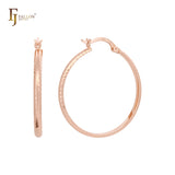 Rhombus Textured 14K Gold hoop earrings