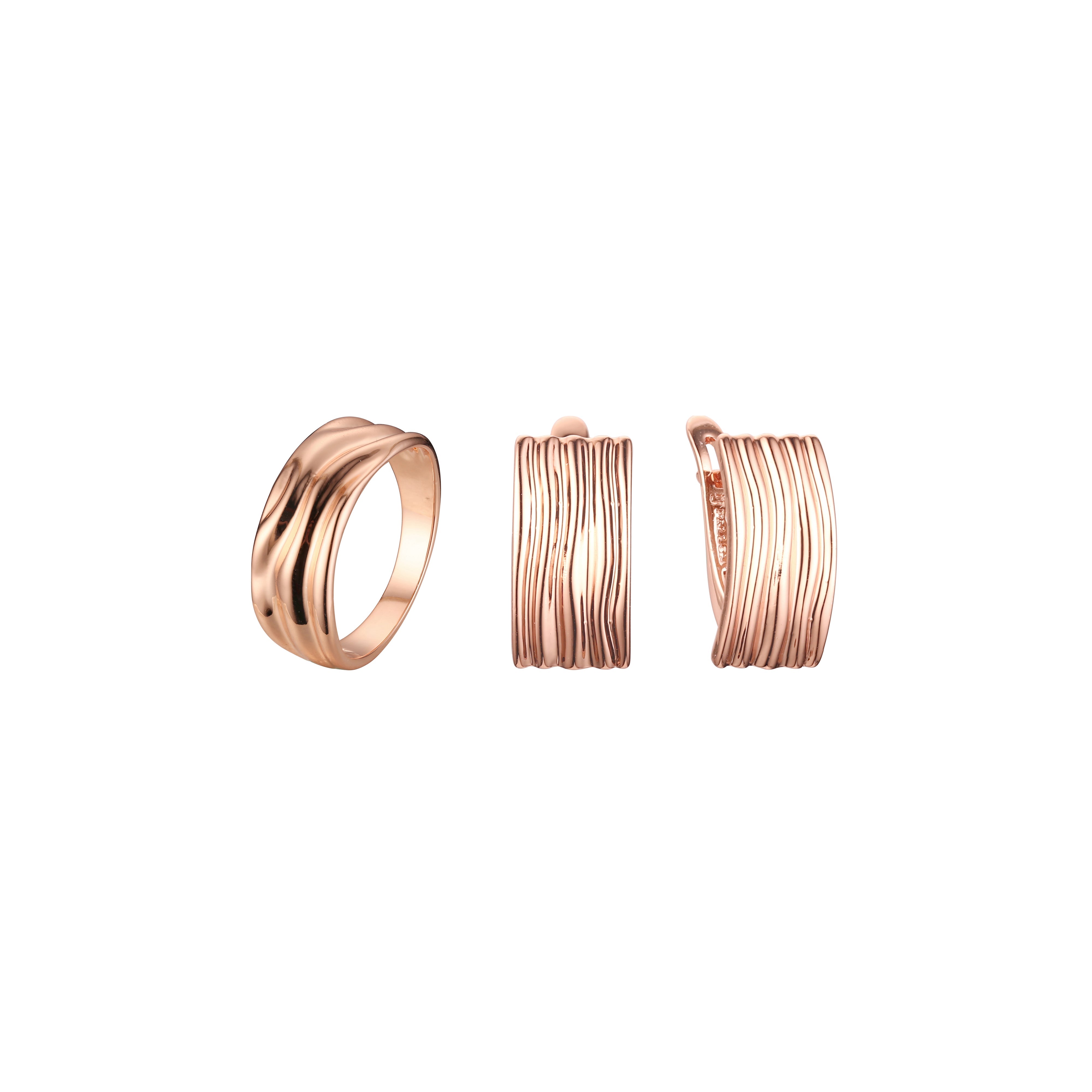 Rose Gold water ripple rings jewelry set