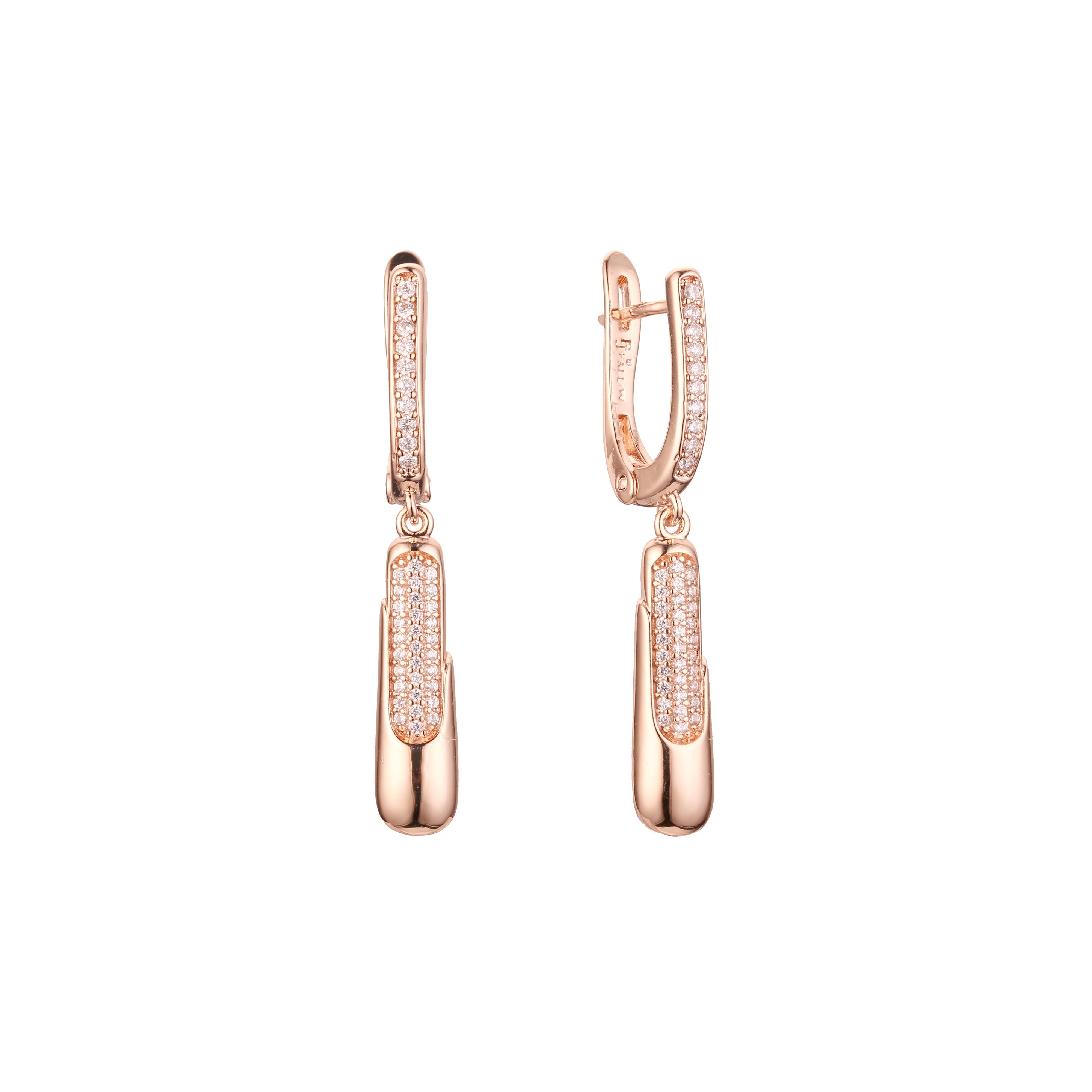 Pendientes de Oro 14K, oro de 18 quilates y oro rosa con gota de circonitas en racimo