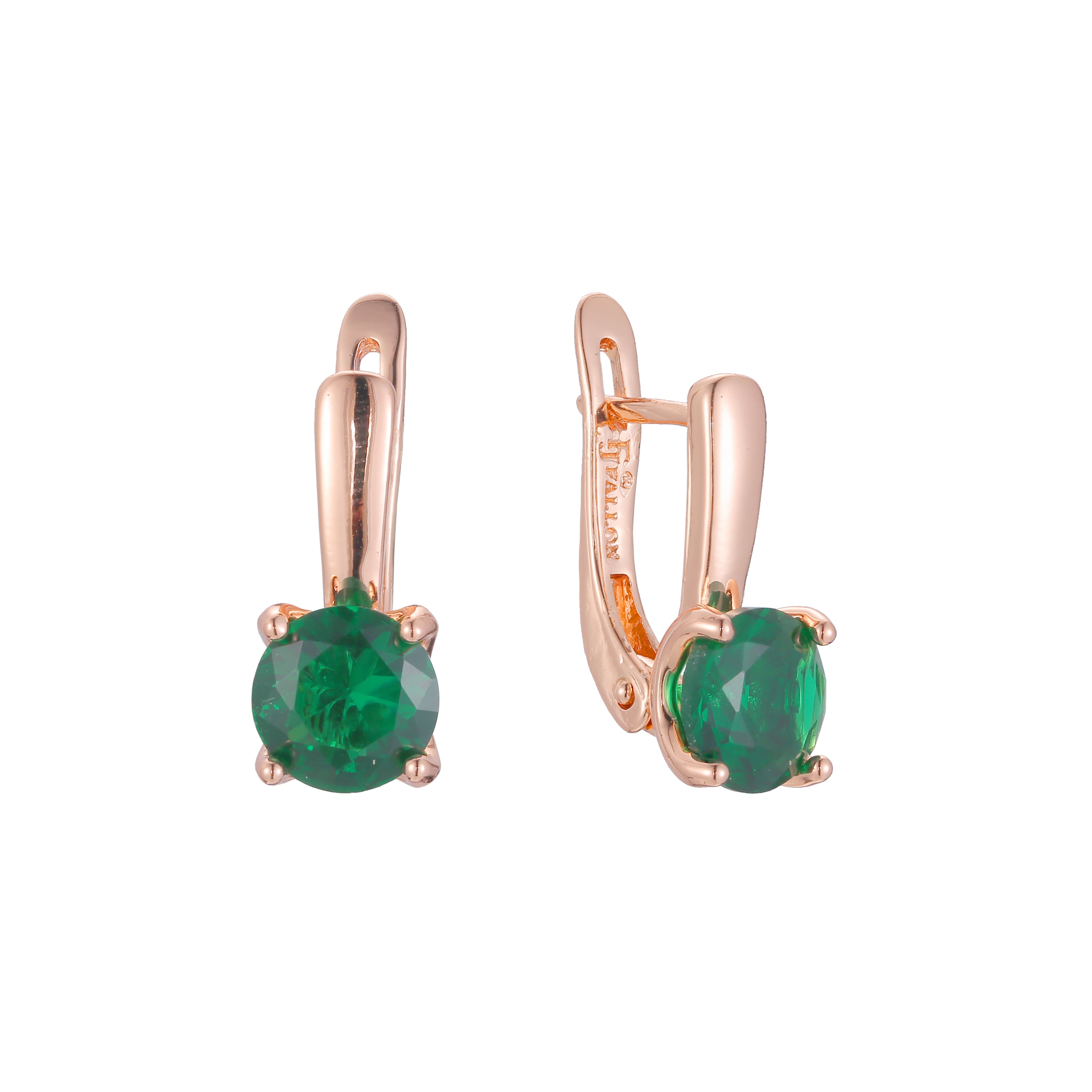 Solitaire colorful earrings in 14K Gold, Rose Gold plating colors