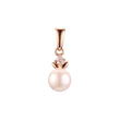 Solitaire white CZ leaves Pearl Rose Gold, 14K Gold pendant