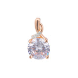 Solitaire rounded colorful cz 14K Gold, Rose Gold two tone pendant