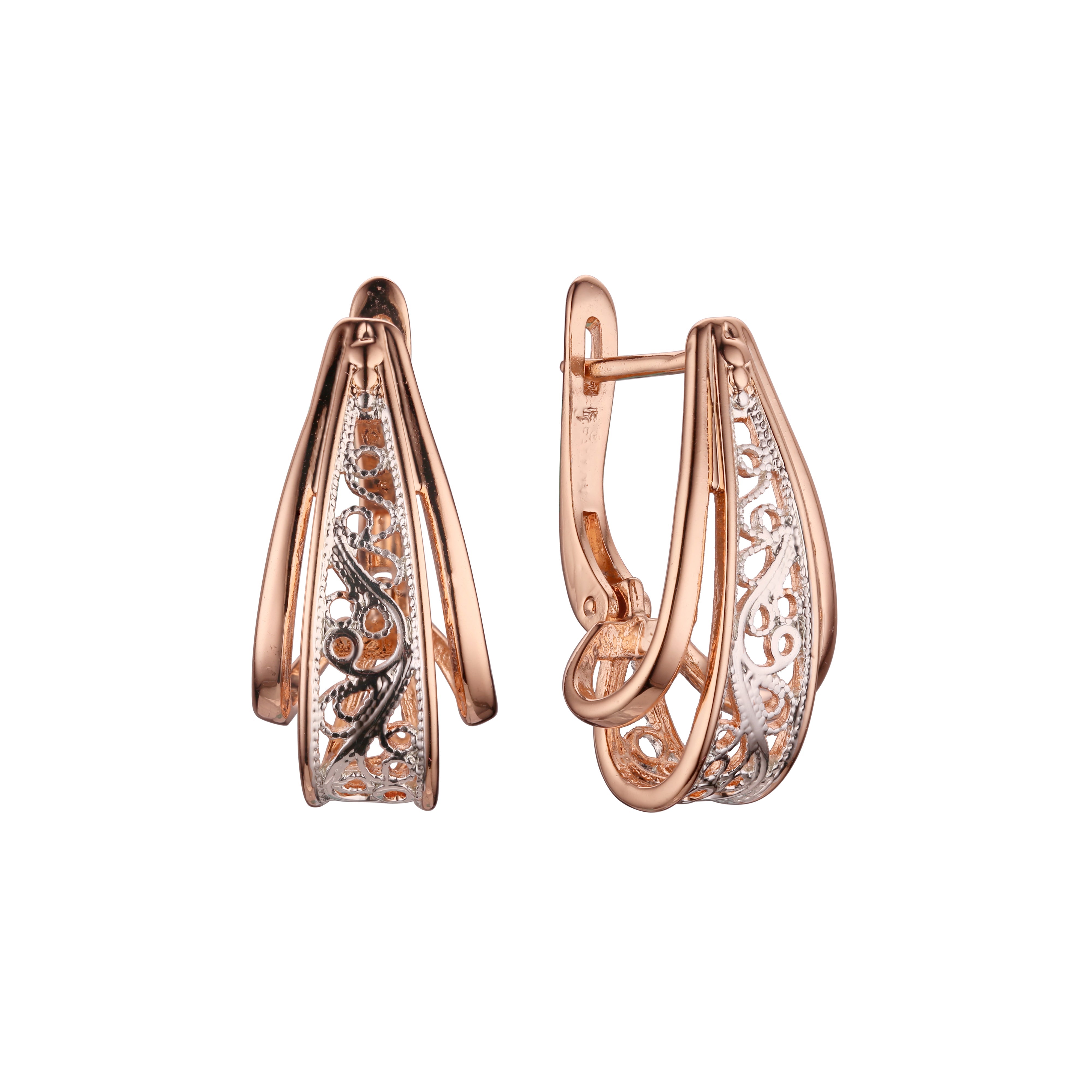 Earrings in White Gold, Rose Gold two tone plating colors