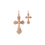 Rose Gold  catholic cross budded pendant