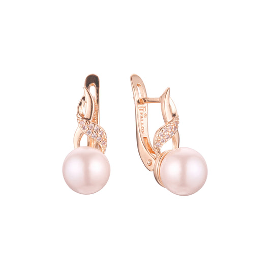 Pearl earrings in 14K Gold, Rose Gold, two tone plating colors