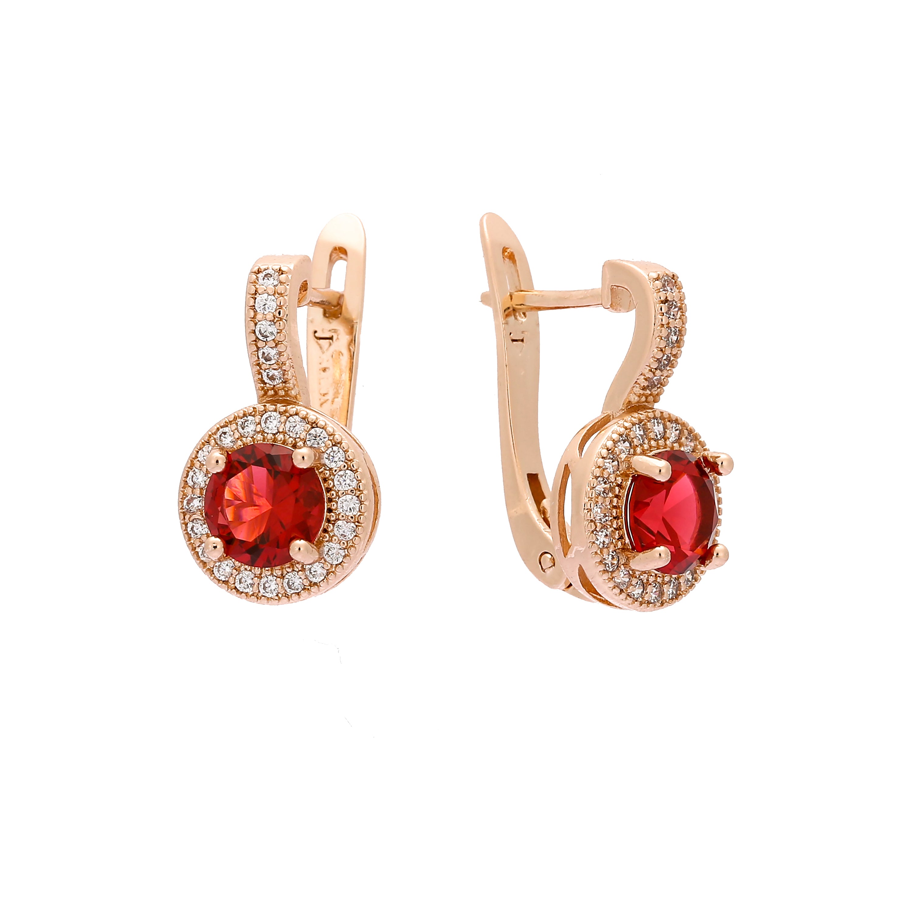 Colorful halo cz Rose Gold earrings