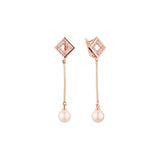 Aretes colgantes de perlas en Oro de 14K, baño de Oro Rosa de colores