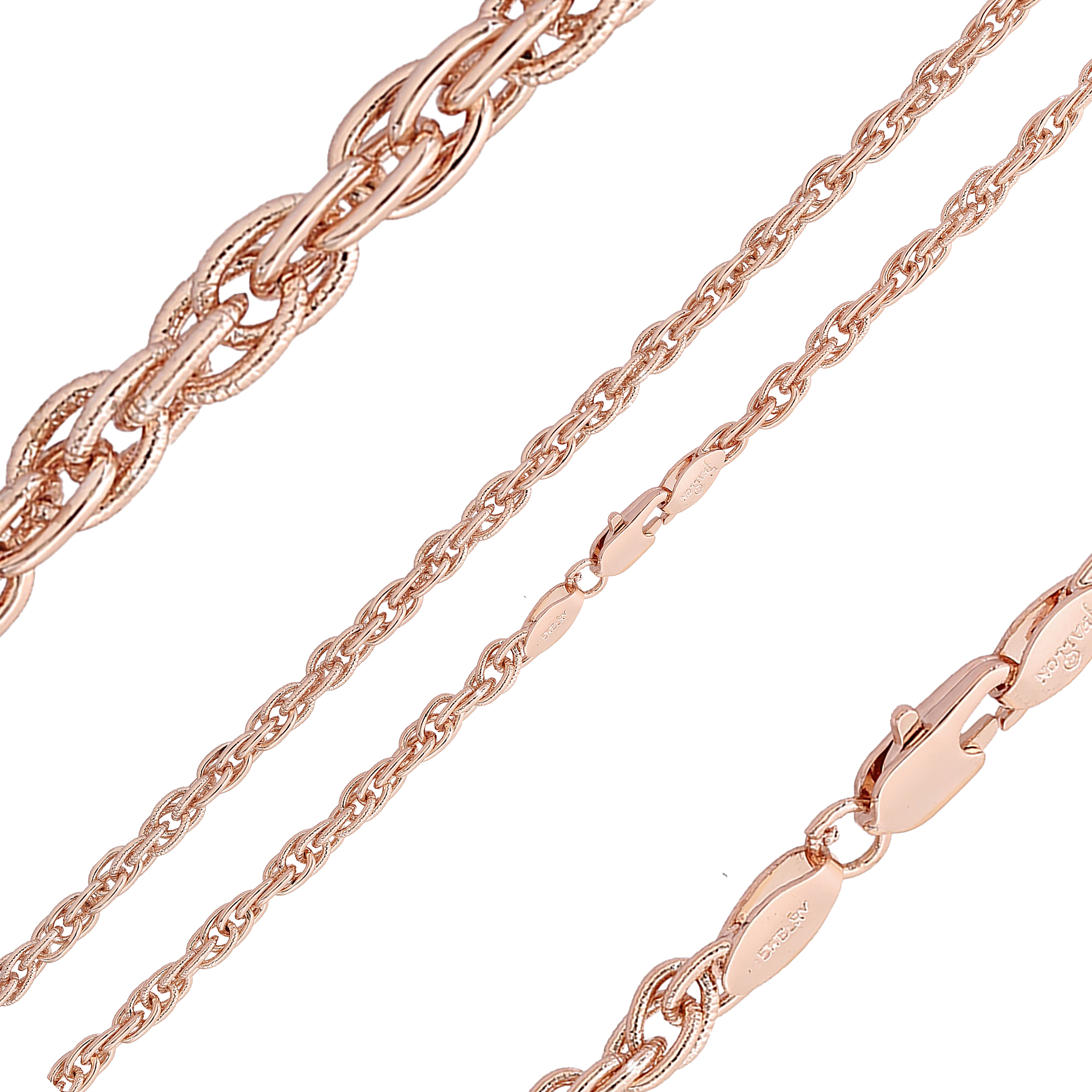 Cadenas martilladas con eslabones de cuerda chapadas en Oro 14K, oro rosa