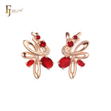 Fairy dancing cluster colorful czs Rose Gold earrings