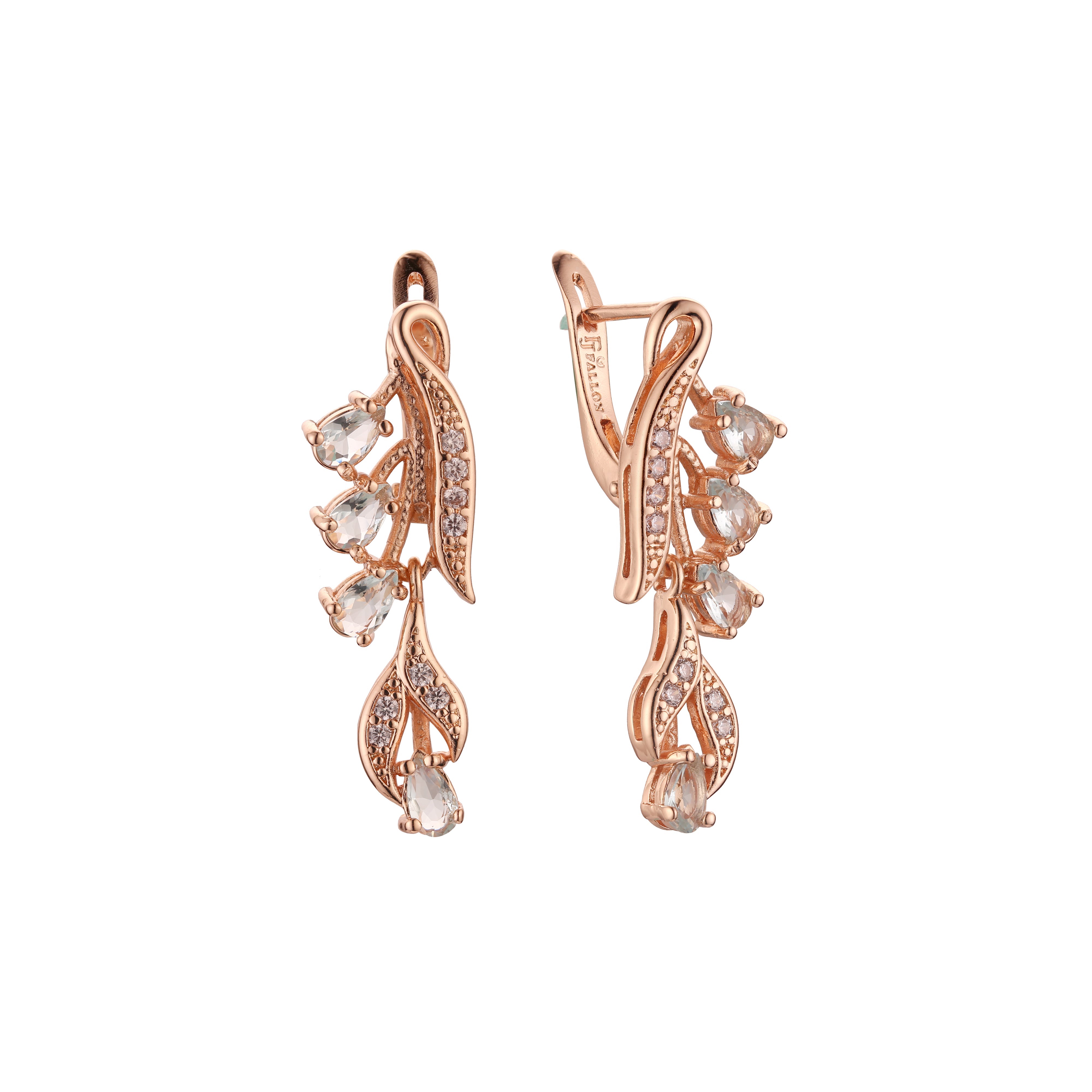 Thousand leaves cluster CZs Rose Gold earrings