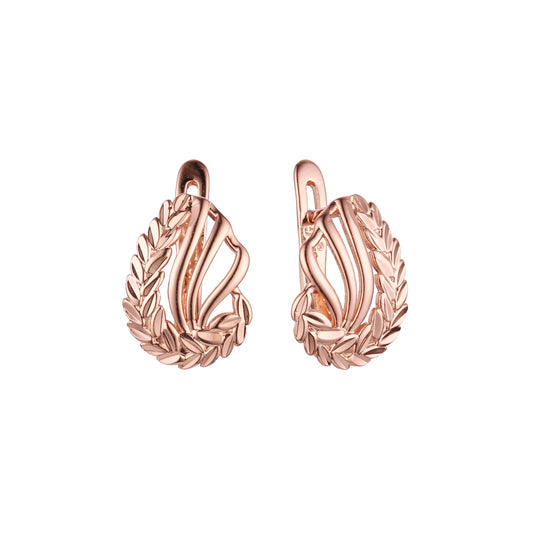 Brincos Leaves em ouro 14K, ouro rosa, duas cores de revestimento