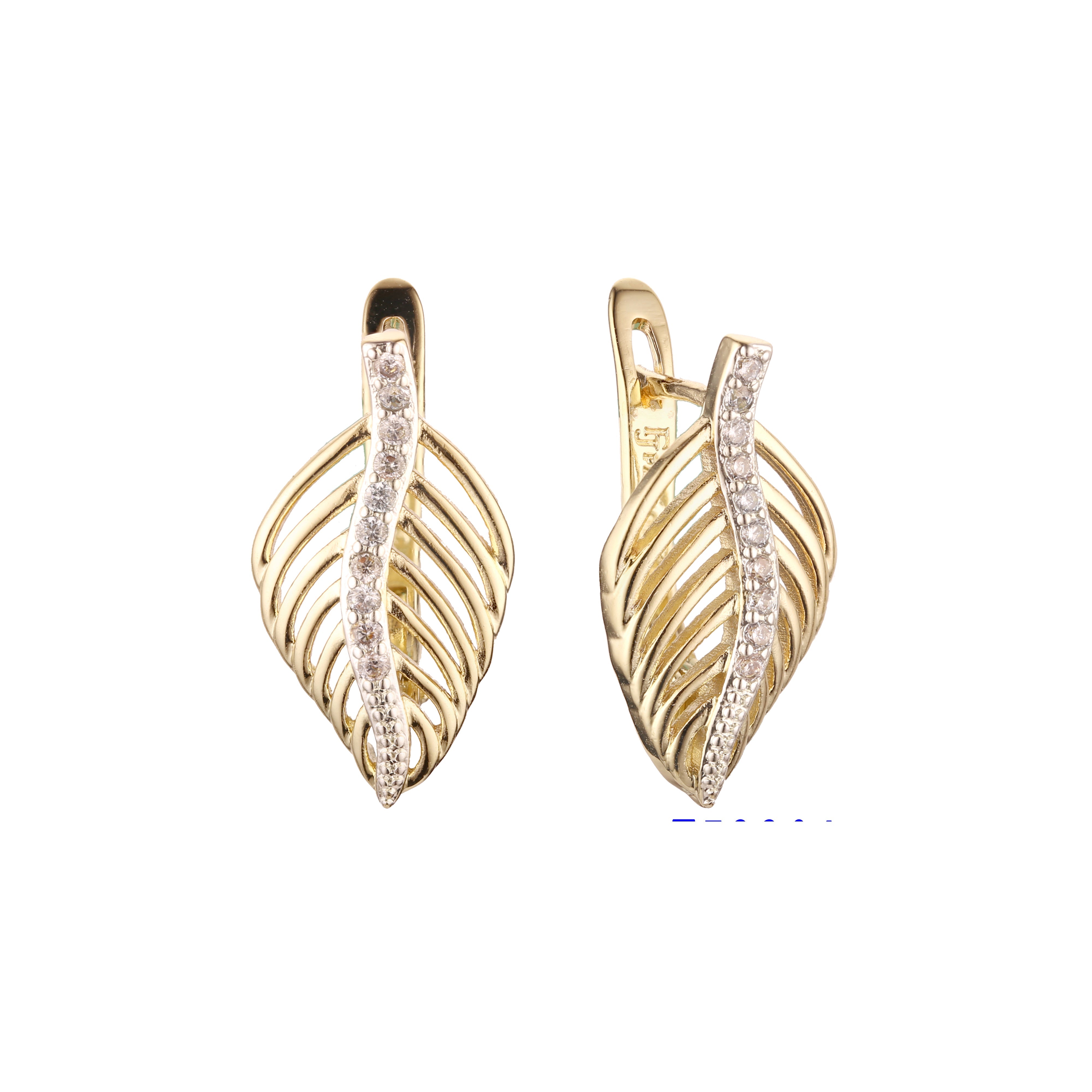 Grand leave earrings in 14K Gold, Rose Gold, two tone plating colors