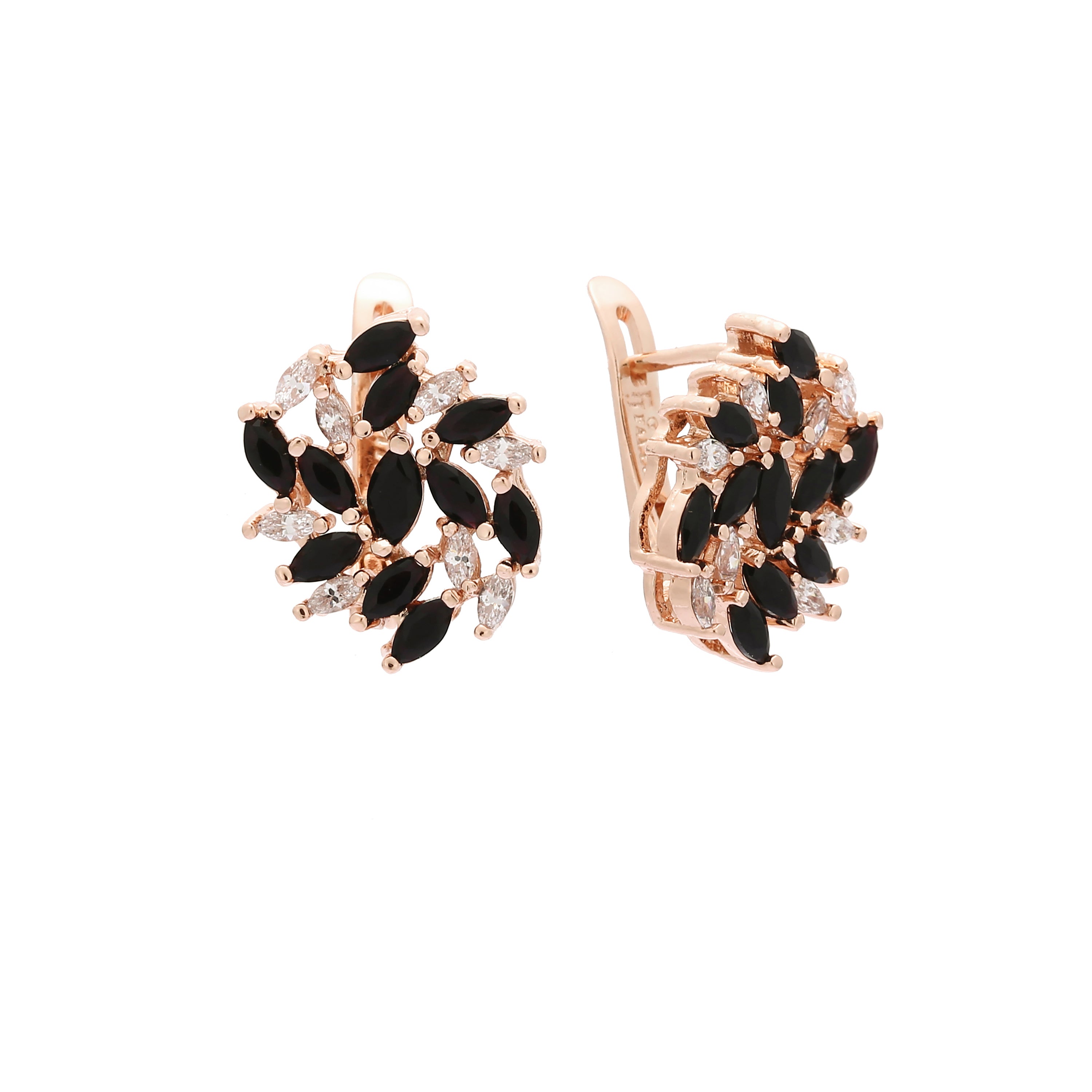 Cluster luxurious colorful cluster CZ Rose Gold earrings