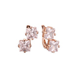 Double emerald cut stones earrings in 14K Gold, Rose Gold plating colors