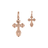 Catholic Cross budded pendant in Rose Gold, White Gold plating colors