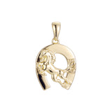 Horse in a horseshoe pendant plated in 14K Gold, Rose Gold