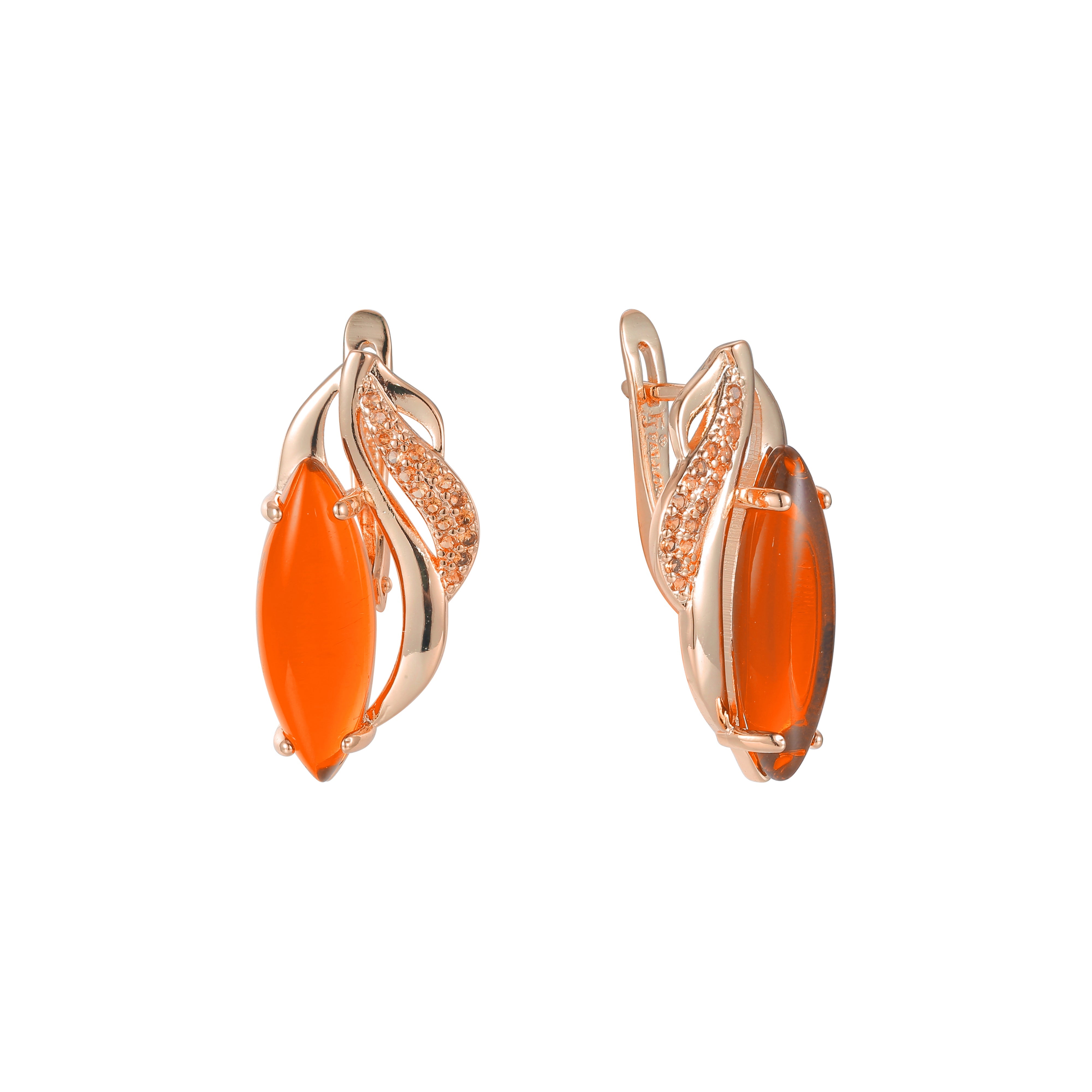 Solitaire Marquise big stone earrings in 14K Gold, Rose Gold plating colors