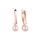 Aretes de Perlas en Oro de 14K, colores baño de Oro Rosa