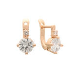 Solitaire white cz Rose Gold earrings