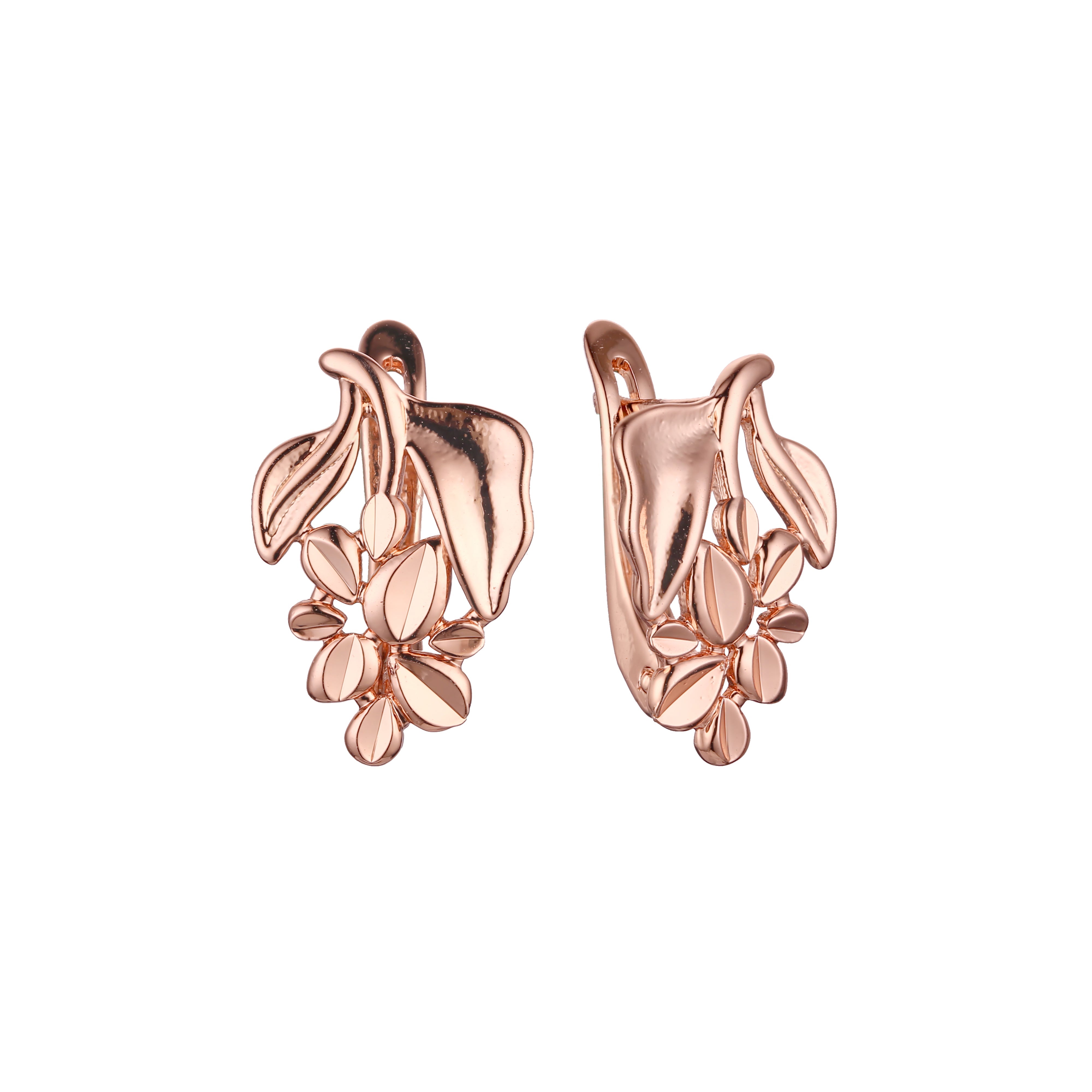 Leaves earrings in 14K Gold, Rose Gold, two tone plating colors