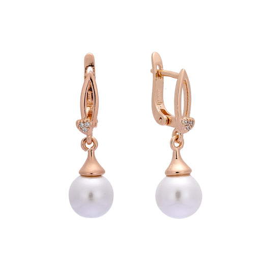 Pearl drop Rose Gold earrings