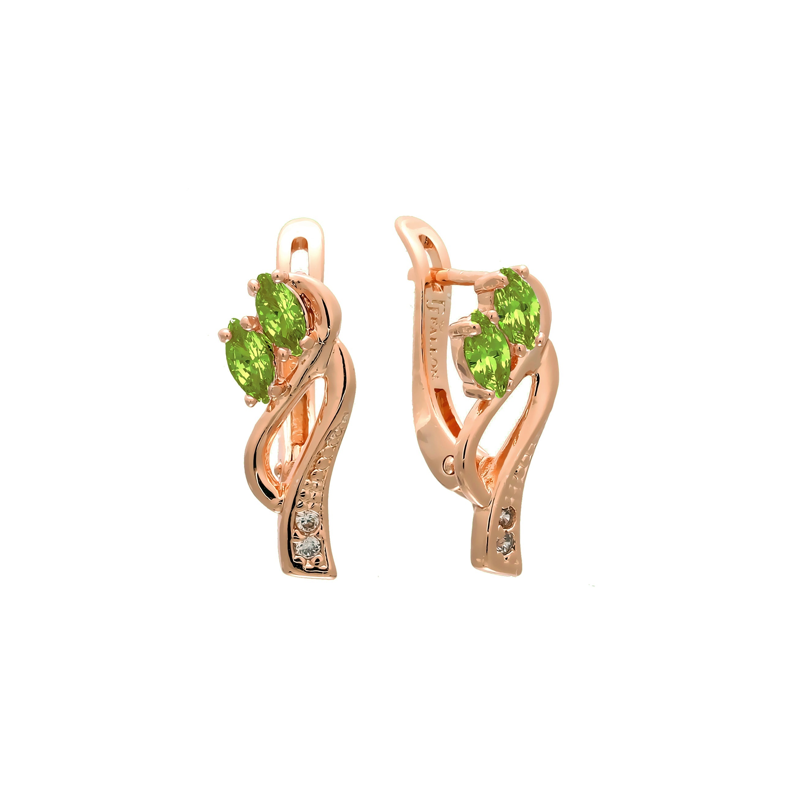 Double Marquise Colorful CZs 14K Gold, Rose Gold Earrings