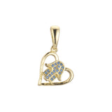 Hamsa in heart cluster turquoise 14K Gold pendant