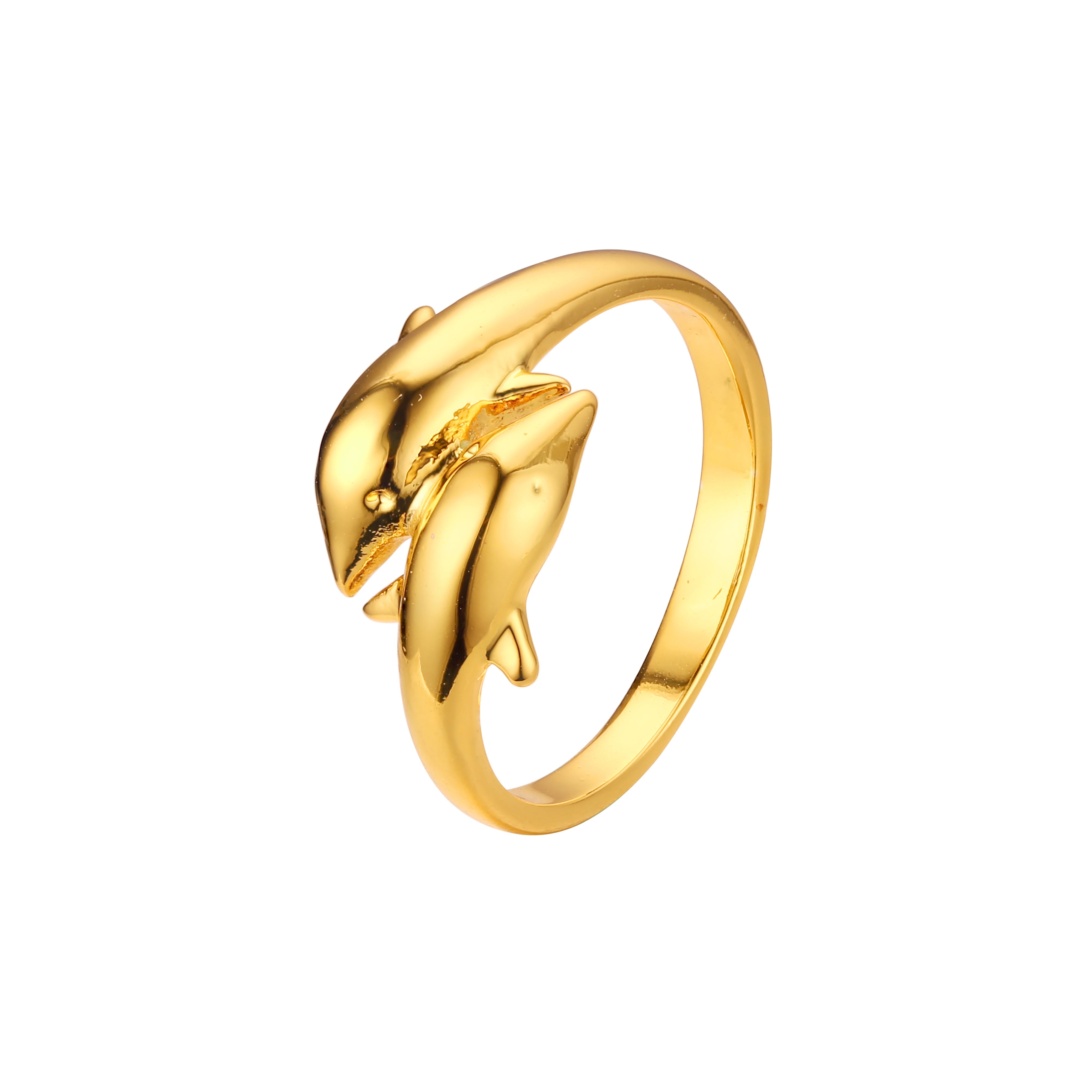 Double dolphin rings in 18K Gold, Rose Gold plating colors