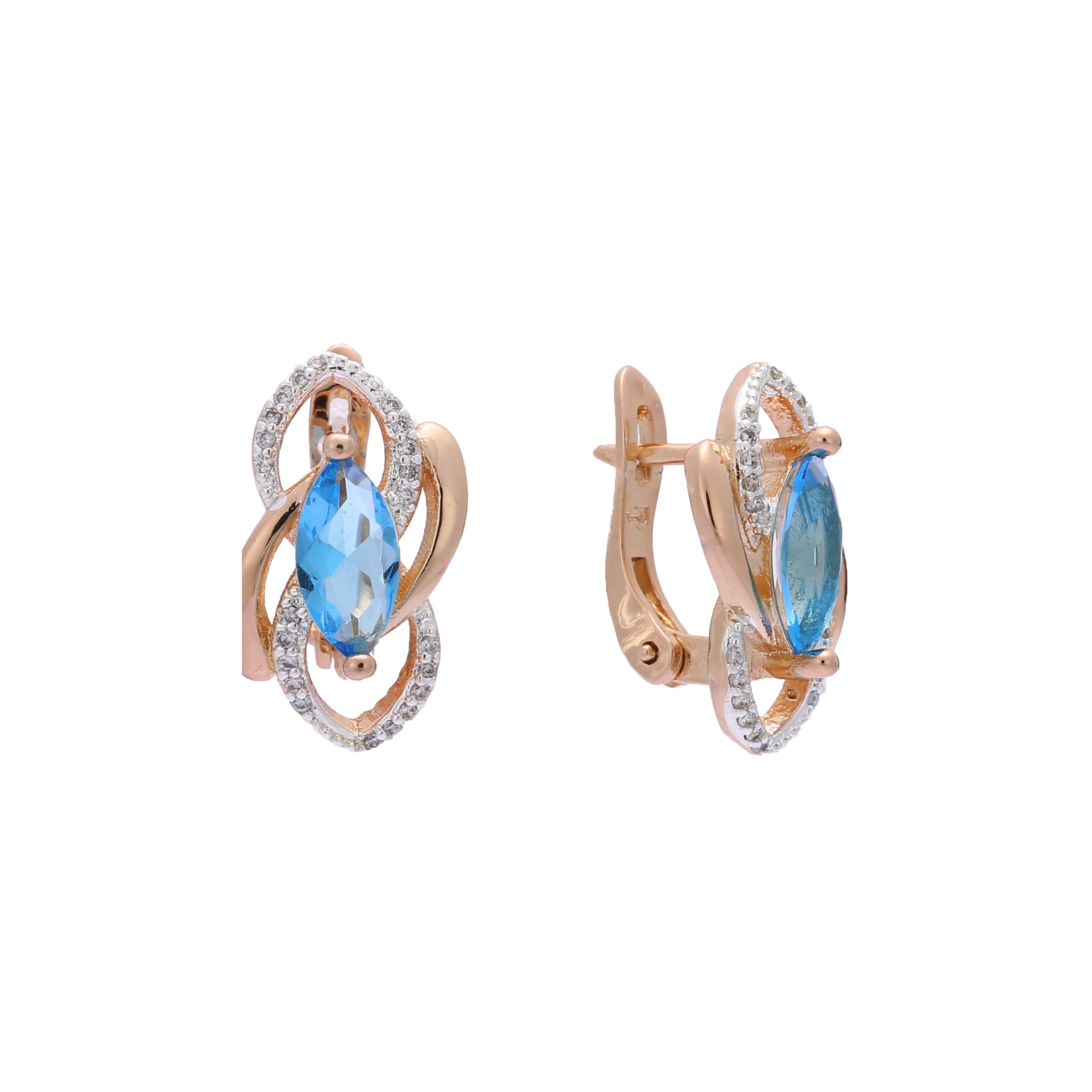 Marquise solitaire earrings in Rose Gold, two tone plating colors