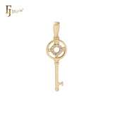 Llave del tiempo Oro 14K, colgante de oro rosa