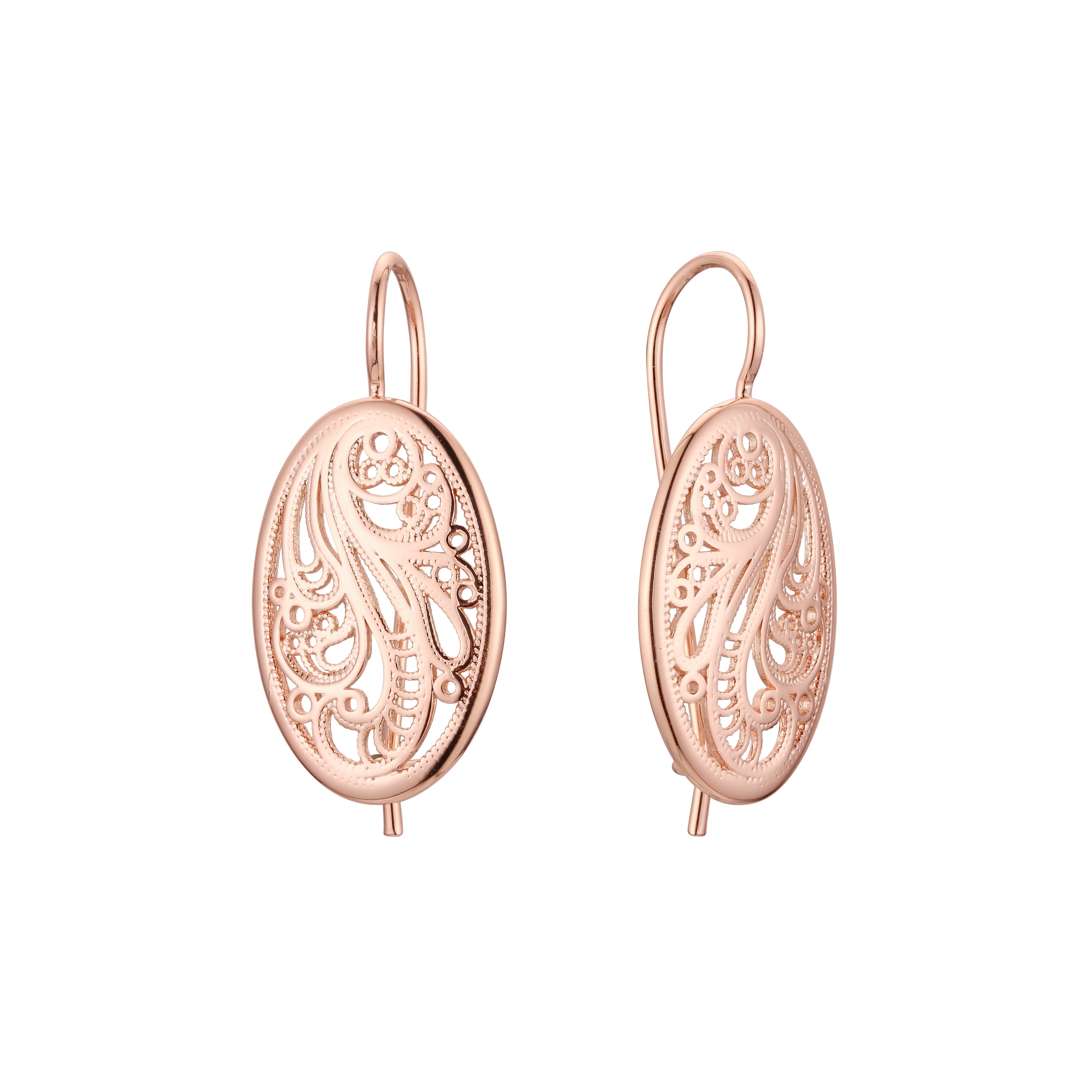 Waves wire hook earrings and waves in 14K Gold, Rose Gold plating colors