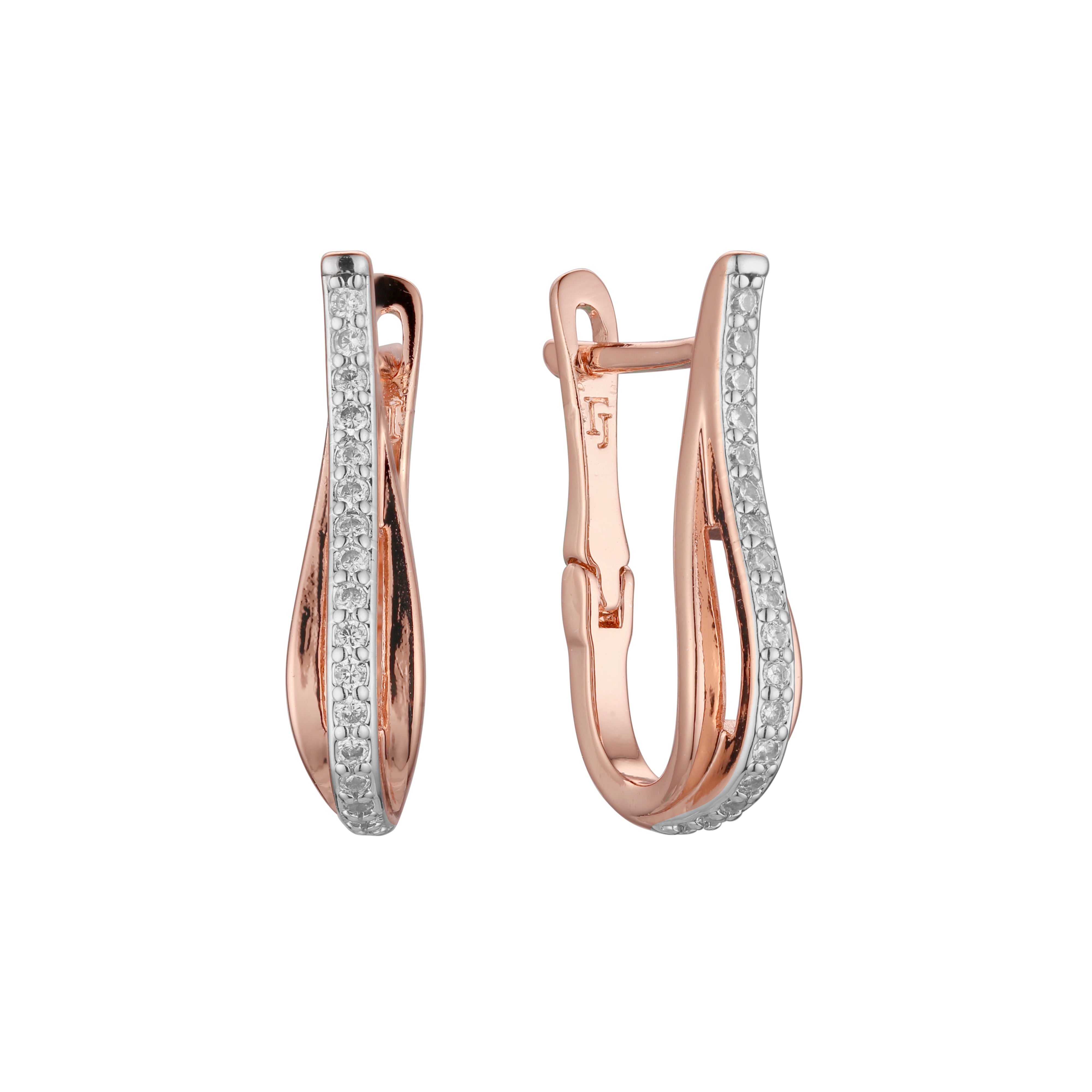 Aretes en Oro 14K, Oro Rosa, baño en dos tonos