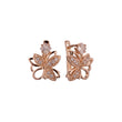 Great Flower and leaves solitaire CZ Rose Gold earrings