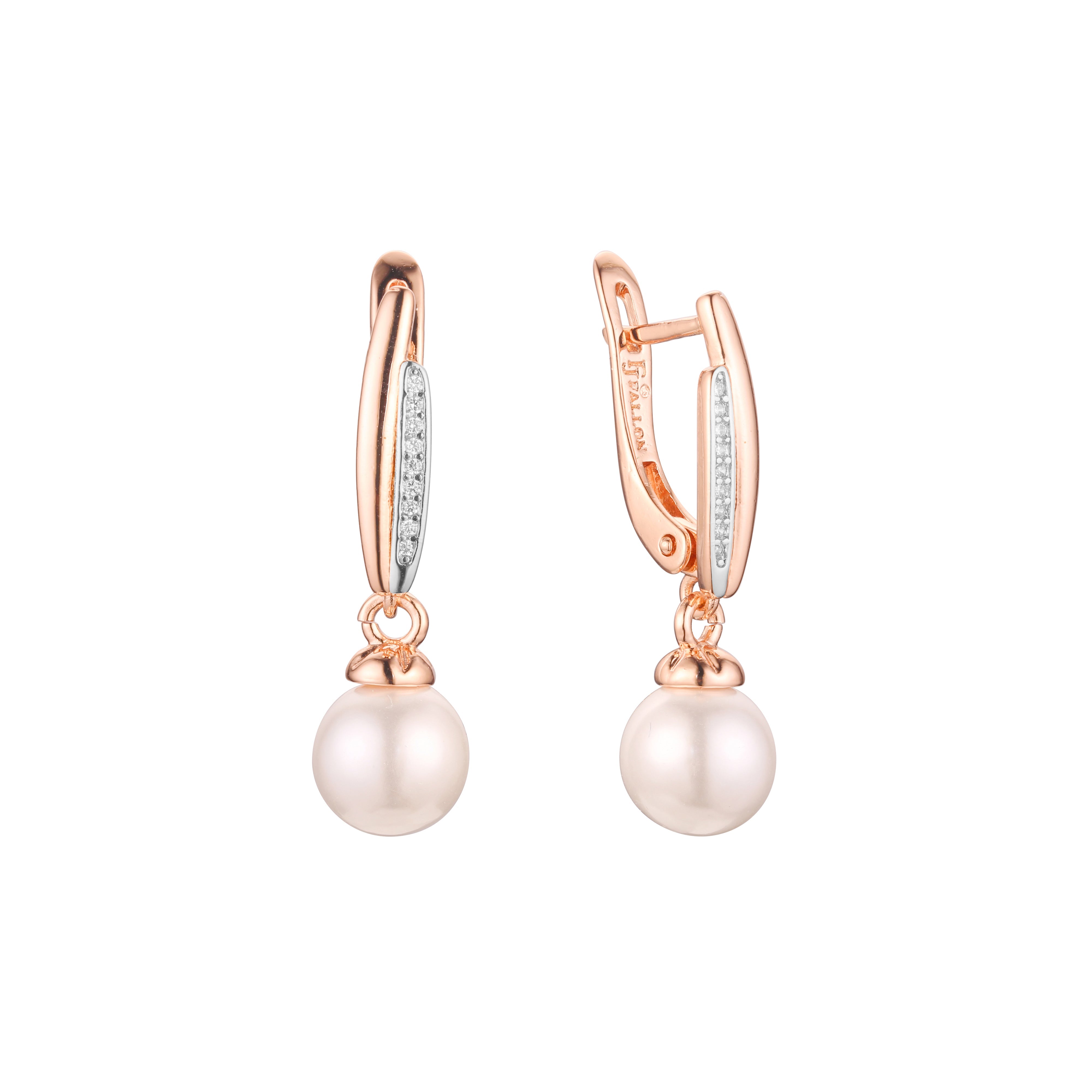 Aretes de perlas en Oro 14K, Oro Rosa, baño en dos colores