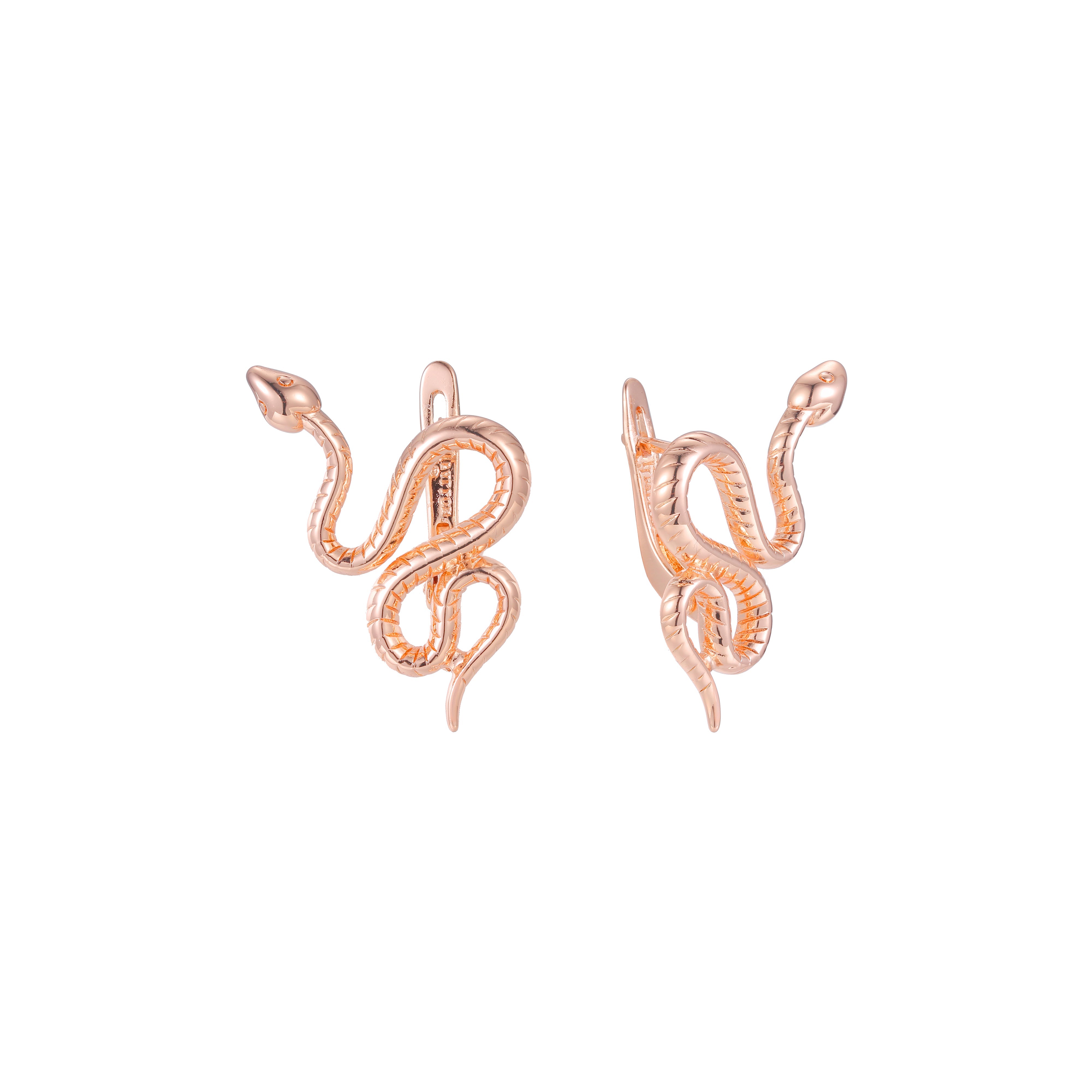 Pendientes Serpiente en Oro de 14K, baño de Oro Rosa colores