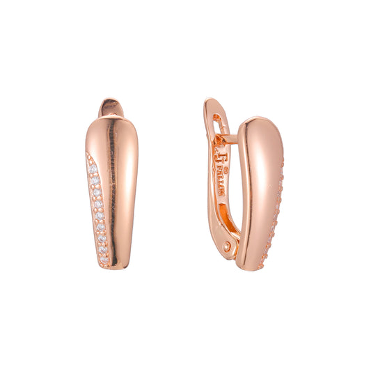 Aretes en Oro 14K, Oro Rosa, baño en dos tonos