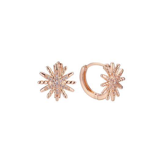 Aretes estrella huggie en Oro de 14K, baño de Oro Rosa colores