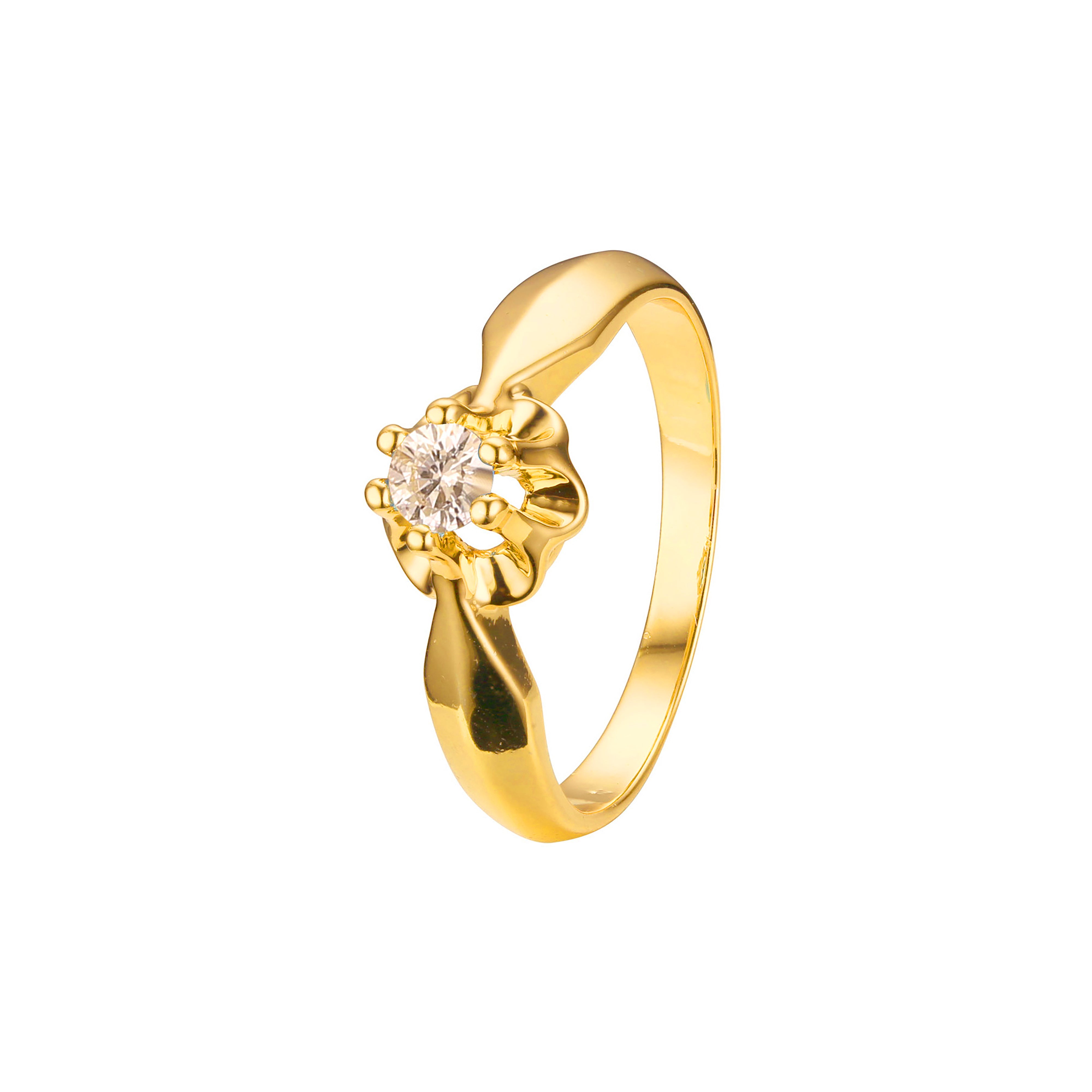 Solitaire round stone rings in 18K Gold, White Gold, 14K Gold, Rose Gold plating colors