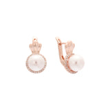 Crown pearl earrings in 14K Gold, Rose Gold plating colors