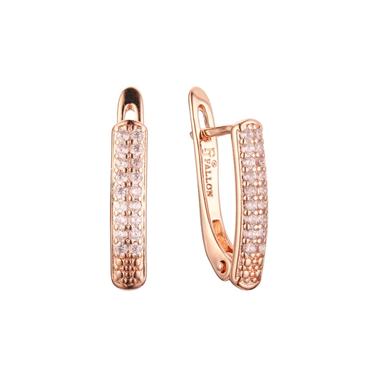 Aretes en Oro 14K, Oro Rosa, baño en dos tonos