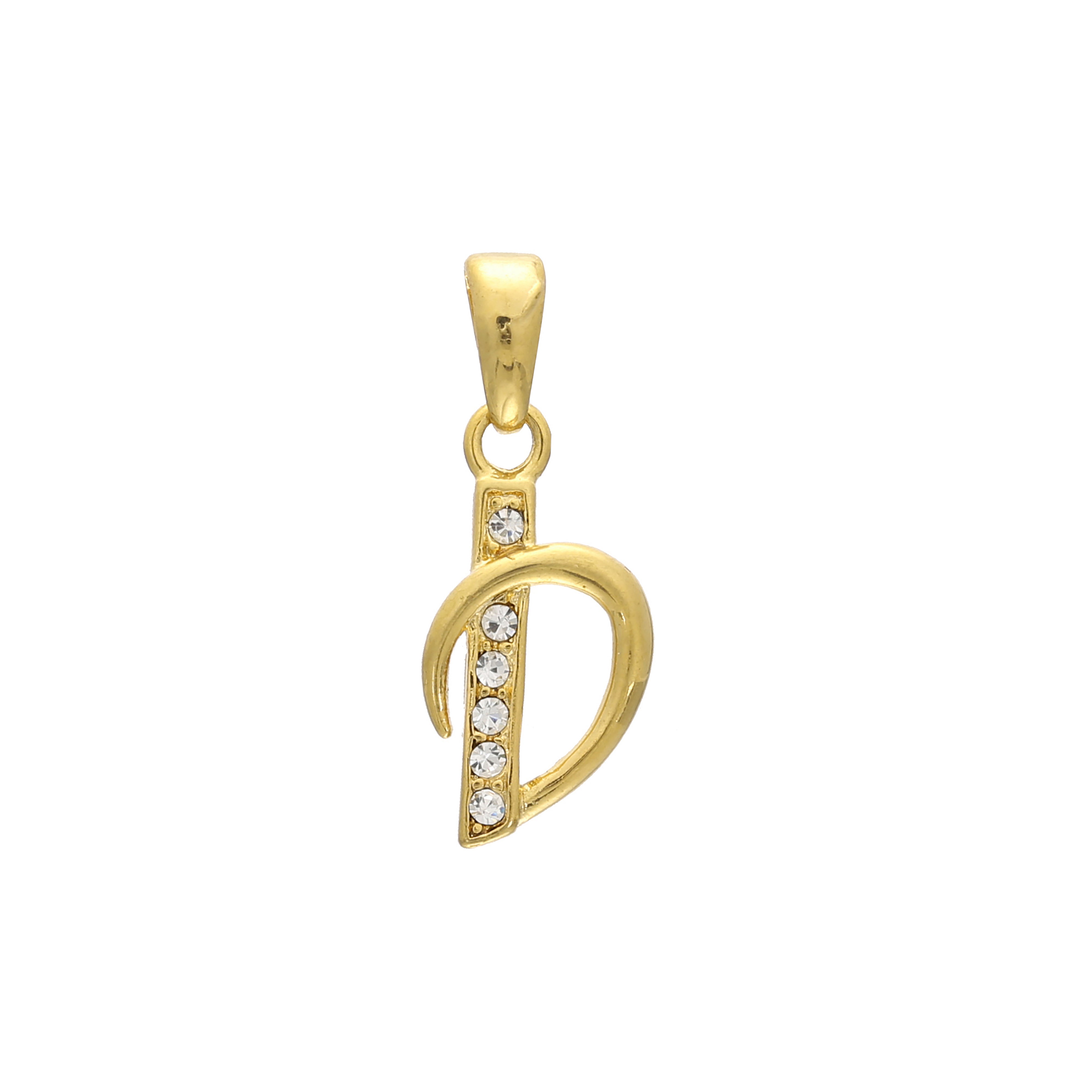 Paved white CZs alphabet D 18K Gold pendant