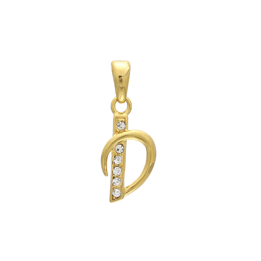 Paved white CZs alphabet D 18K Gold pendant