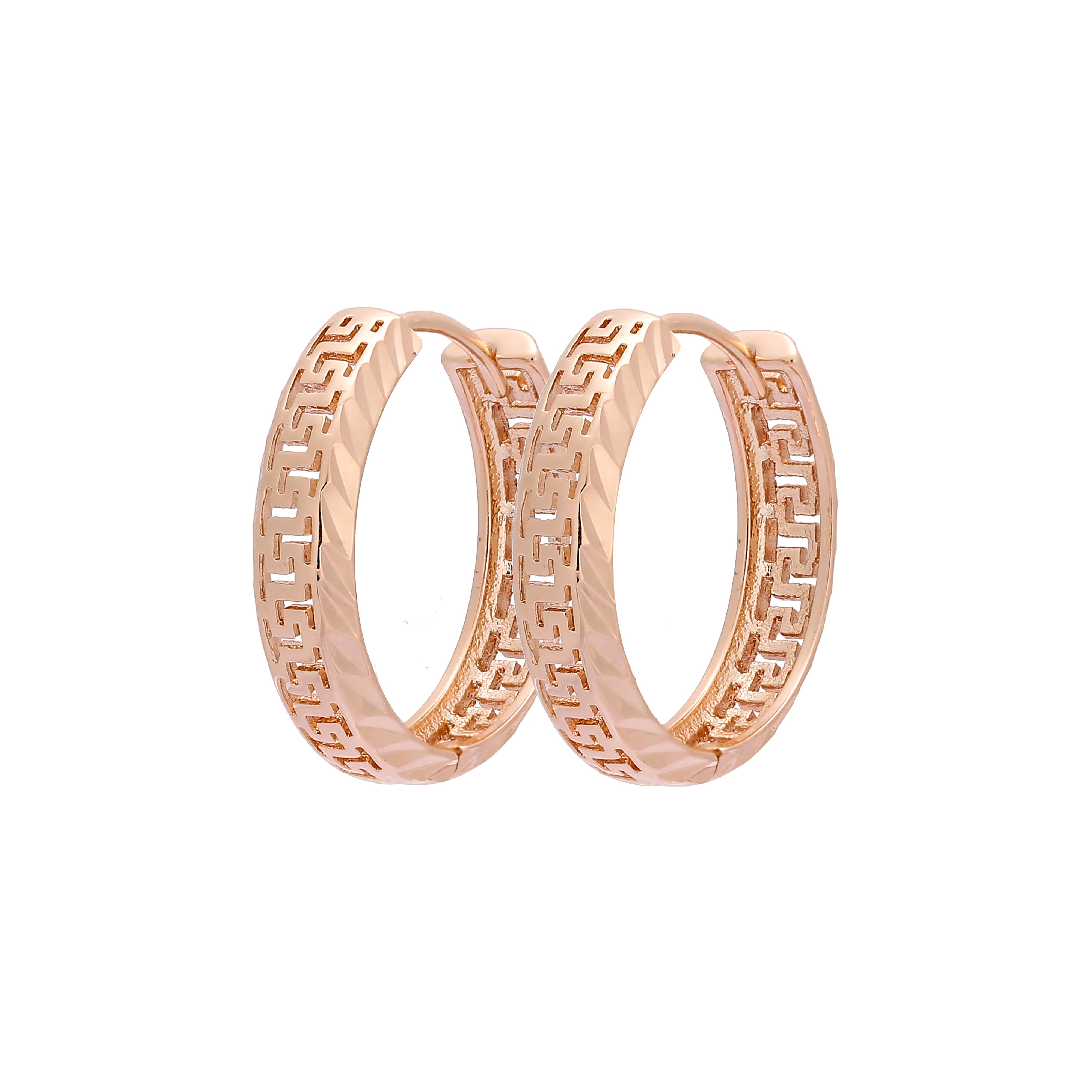 Rose Gold Greek key hoop earrings