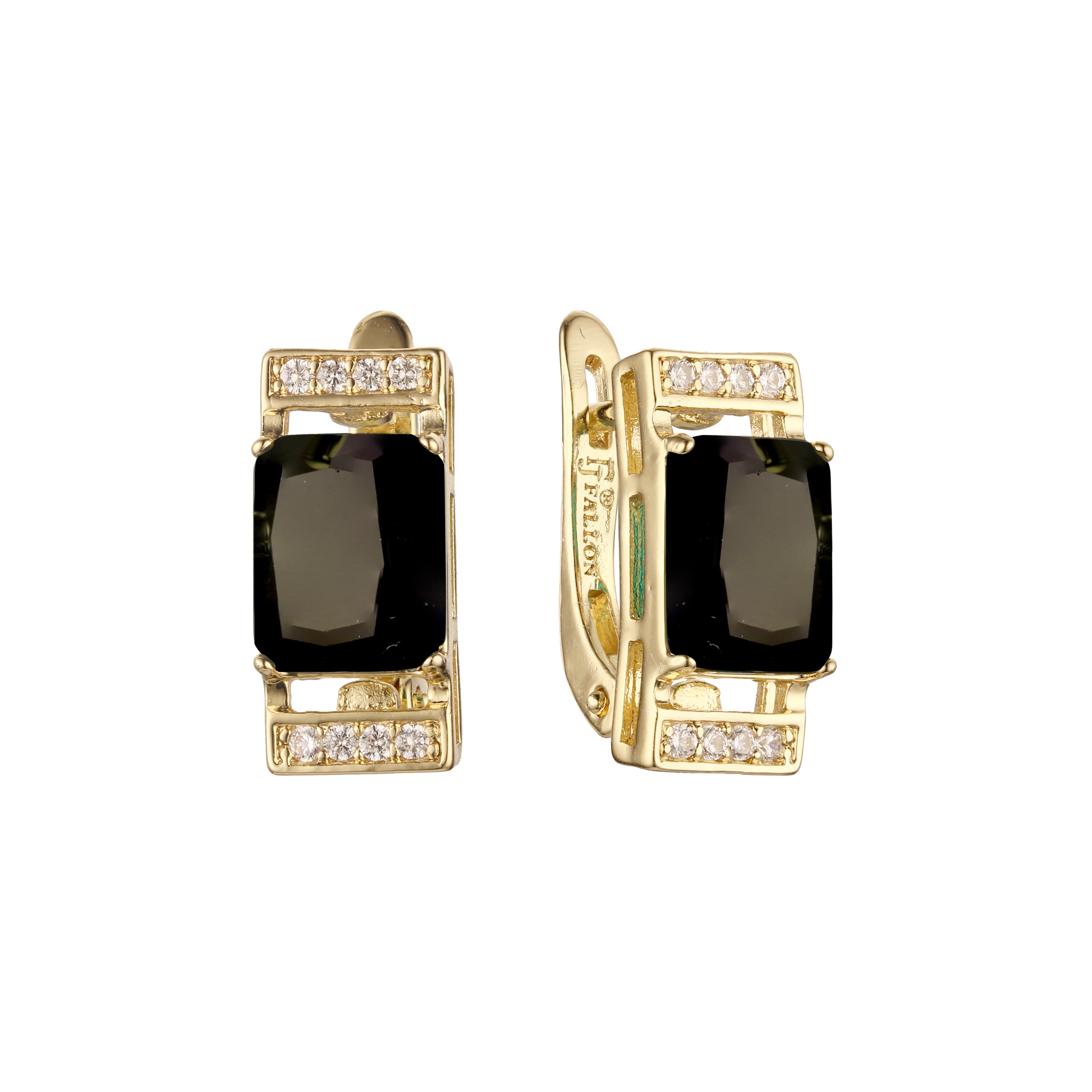 Solitaire big stone earrings in 14K Gold, Rose Gold plating colors