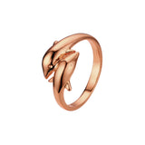 Double dolphin rings in 18K Gold, Rose Gold plating colors