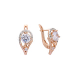 Rose Gold two tone solitaire round earrings