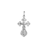 Catholic cross budded pendant in 14K Gold, Rose Gold & White Gold plating colors