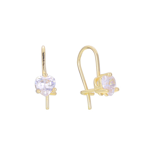 Solitaire wire hook child earrings in 14K Gold, Rose Gold plating colors