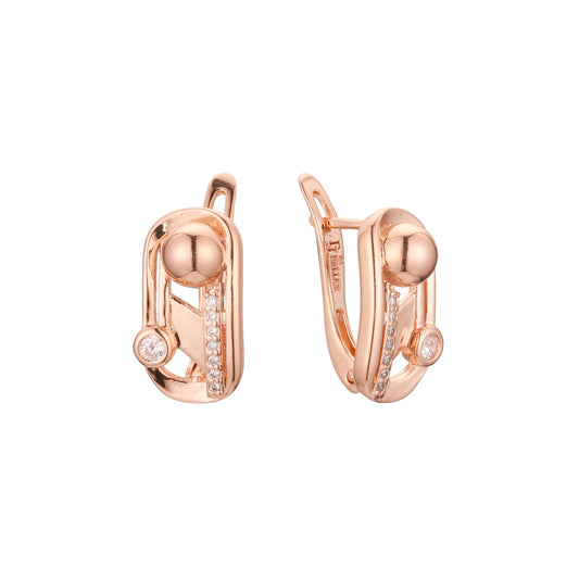 Aretes de perlas en Oro 14K, oro rosa, baño de dos colores